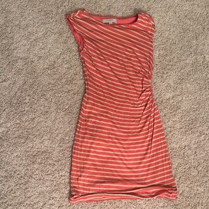 LOFT Pink and White Striped Mini Dress